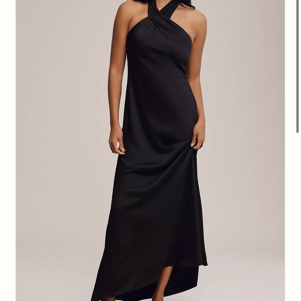 Anthropologie Twist Halter Black Dress